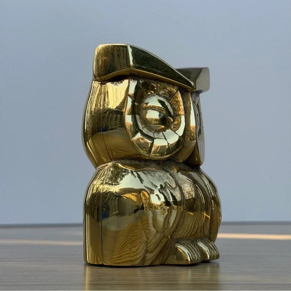 Vintage Heavy Brass Owl Coin Bank Made In Canada By Riverside Brass 4” - Picture 2 of 6